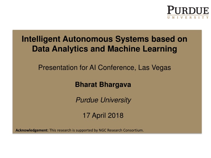 Intelligent Autonomous Systems based on Data Analytics and Machine Learning