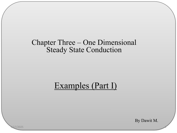 chapter three one dimensional steady state n.w