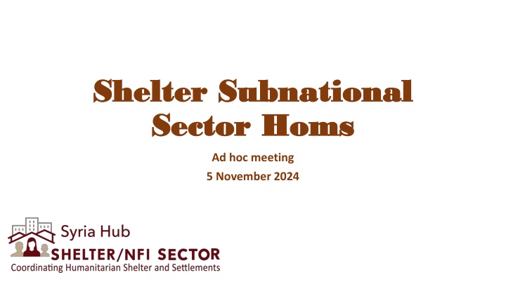 Shelter Subnational Sector Meeting Agenda