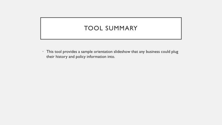 Sample Orientation Slideshow for Businesses