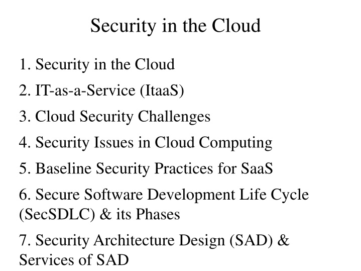 security in the cloud n.w