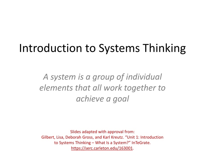 introduction to systems thinking n.w