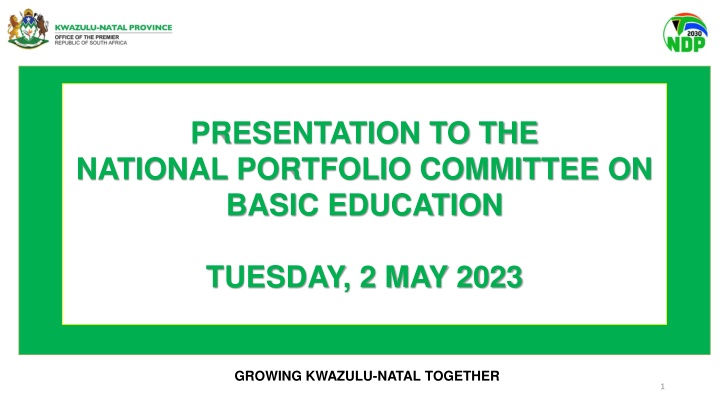 Briefing on KwaZulu-Natal Matric Intervention Programme to National Portfolio Committee