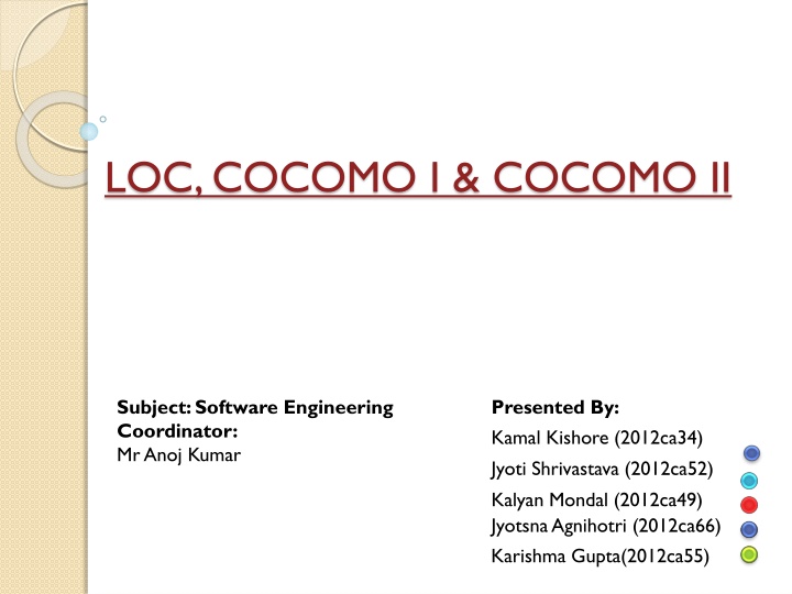 Software Engineering and Cost Estimation with LOC, COCOMO I, and COCOMO II