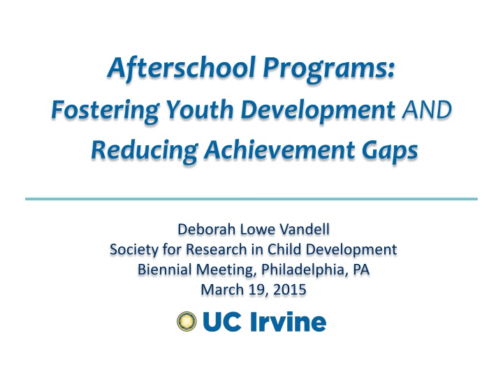 Afterschool Programs: Fostering Youth Development and Reducing Achievement Gaps