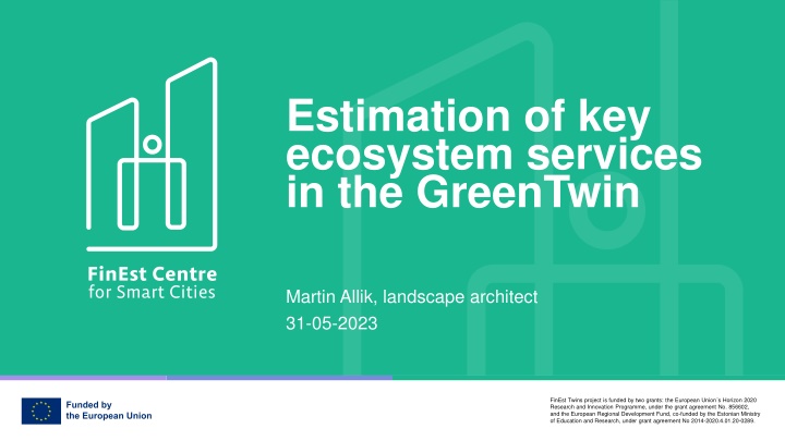 Estimation of Urban Ecosystem Services in GreenTwin Project