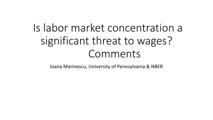 is labor market concentration a significant n.w