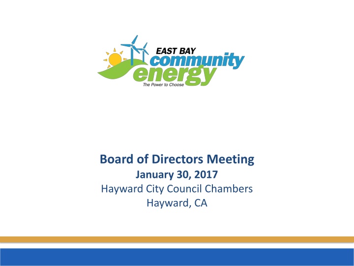 Board of Directors Meeting January 30, 2017 in Hayward, CA
