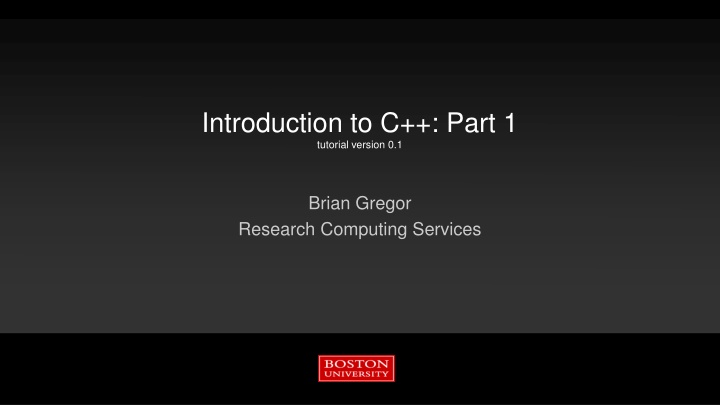 Introduction to C++ Part 1 Tutorial Version 0.1