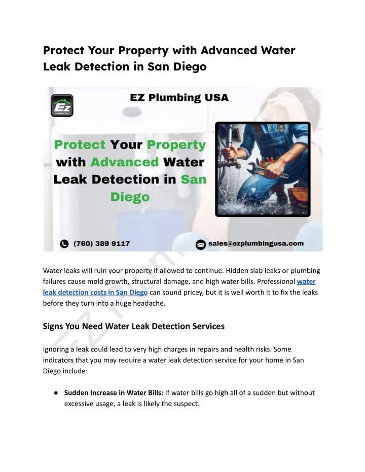 protect your property with advanced water leak n.w