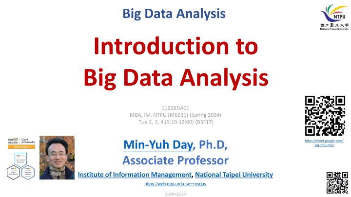 Introduction to Big Data Analysis - National Taipei University Course Overview