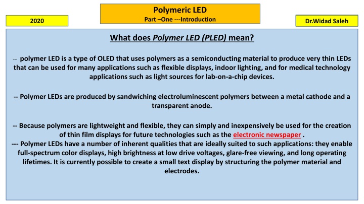 polymeric led part one introduction n.w
