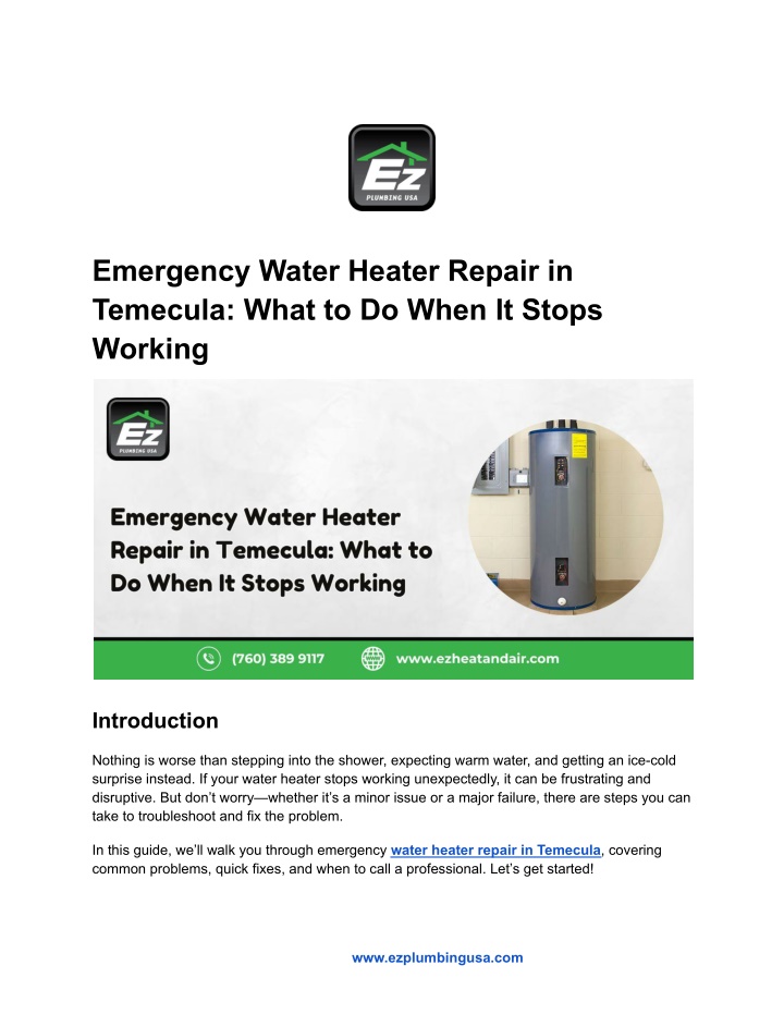 emergency water heater repair in temecula what n.w