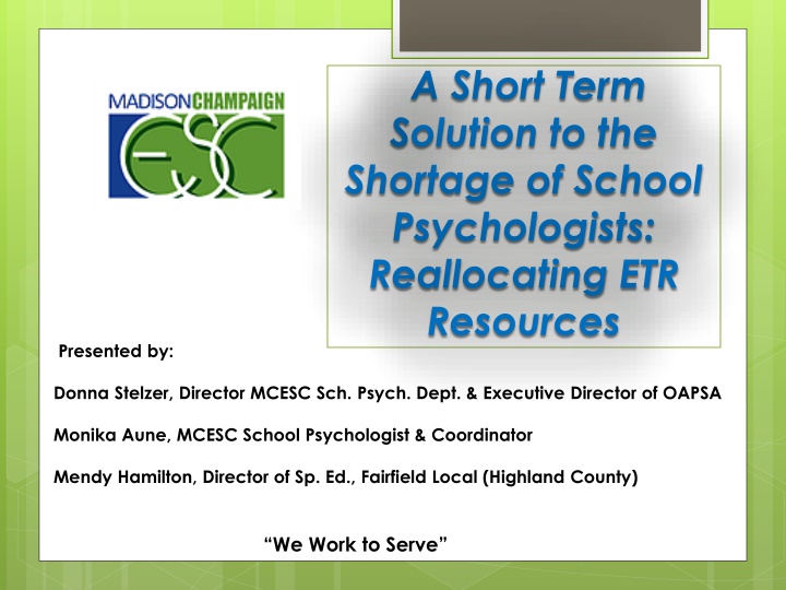a short term solution to the shortage of school n.w