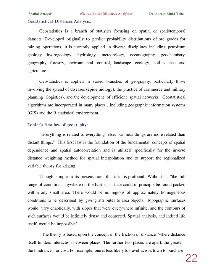 geostatistical distances analysis n.w
