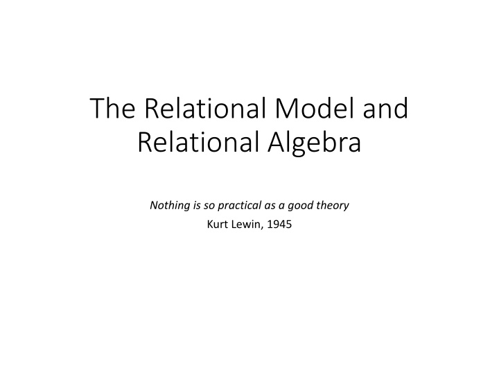 the relational model and relational algebra n.w