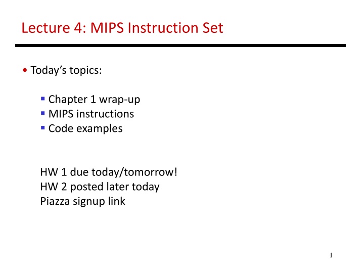 lecture 4 mips instruction set n.w