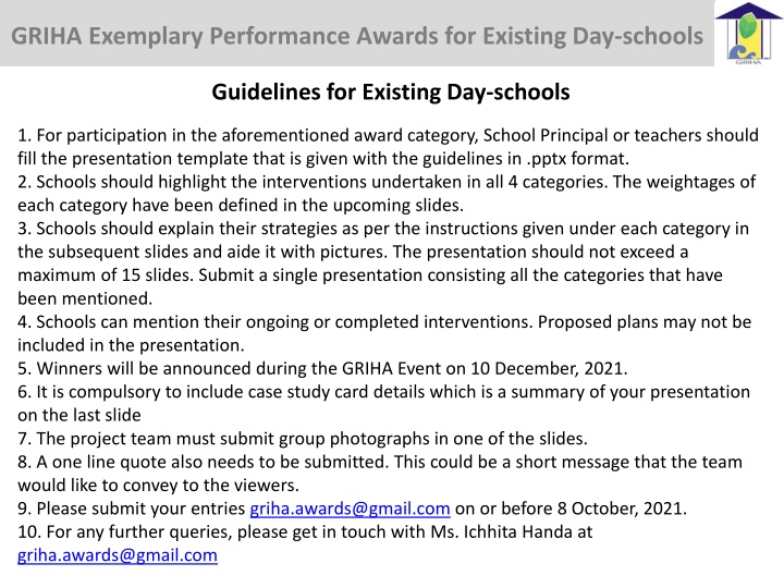 griha exemplary performance awards for existing n.w