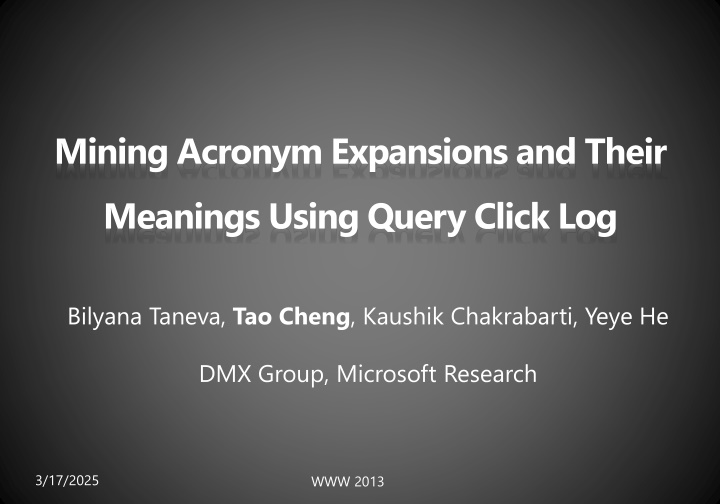 mining acronym expansions and their meanings n.w