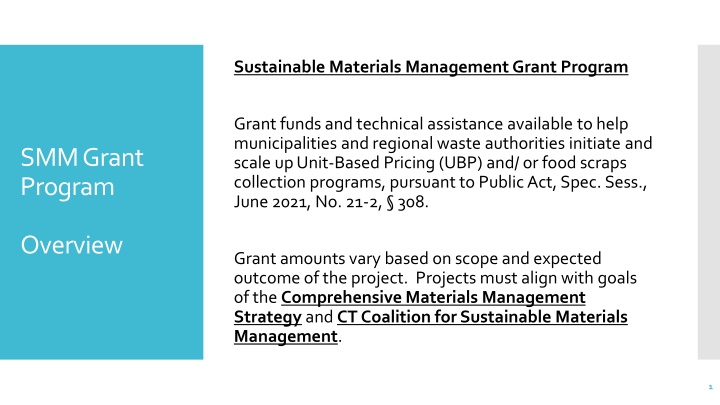 sustainable materials management grant program n.w