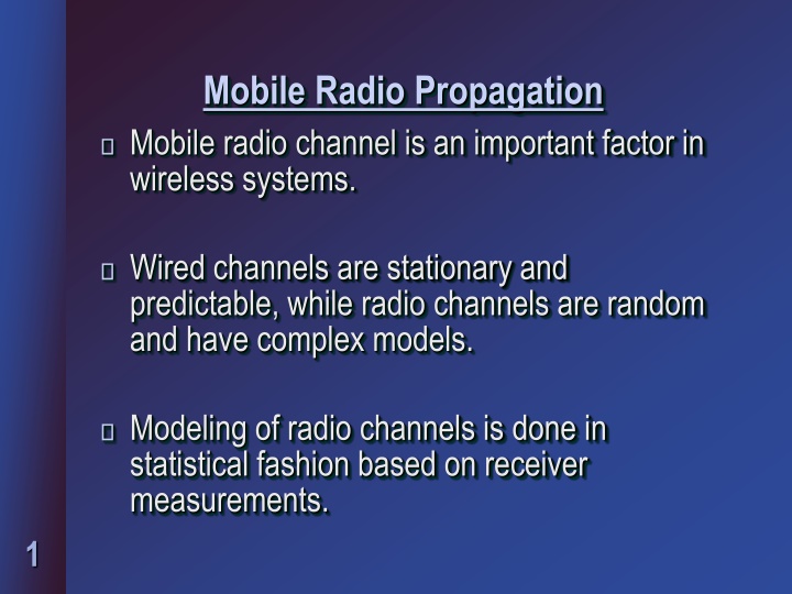 mobile radio propagation mobile radio channel n.w