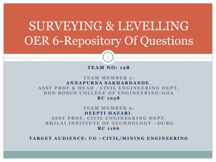 surveying levelling oer 6 repository of questions n.w