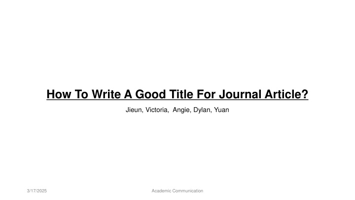how to write a good title for journal article n.w