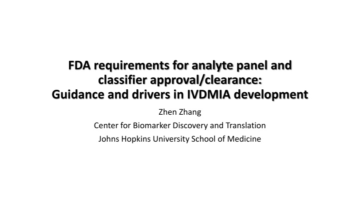 fda requirements for analyte panel and classifier n.w