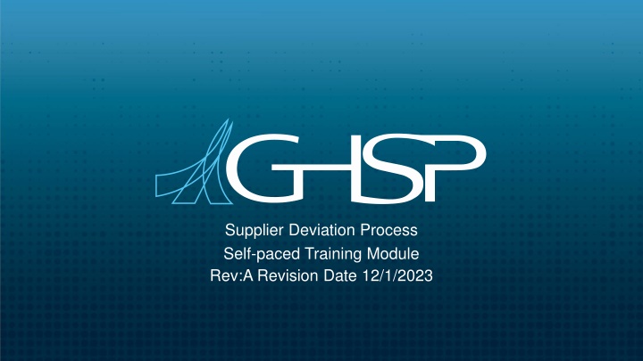 supplier deviation process self paced training n.w
