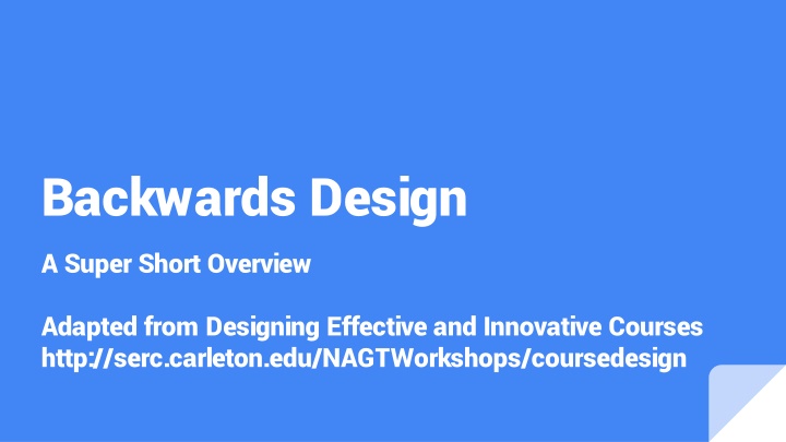 Backwards Design Overview for Effective Course Planning