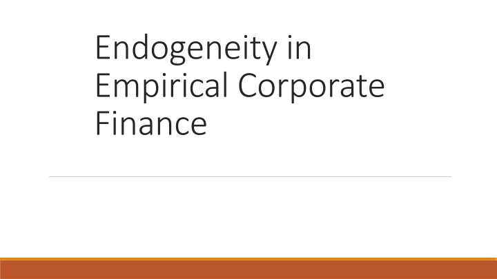 endogeneity in empirical corporate finance n.w