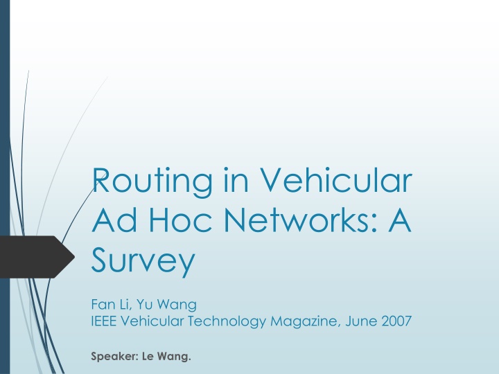 routing in vehicular ad hoc networks a survey n.w