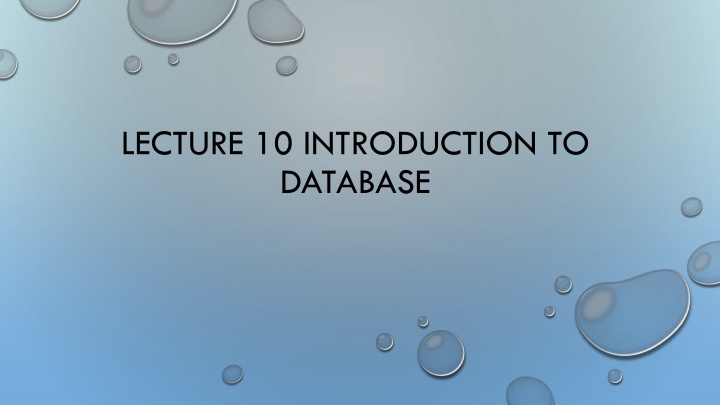 lecture 10 introduction to database n.w