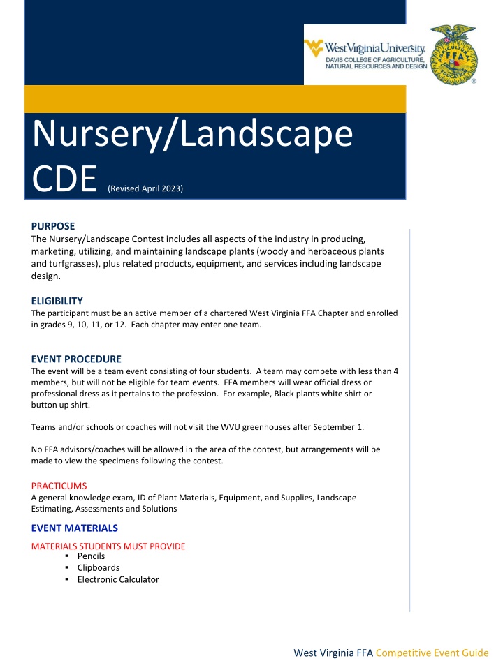 nursery landscape cde revised april 2023 n.w