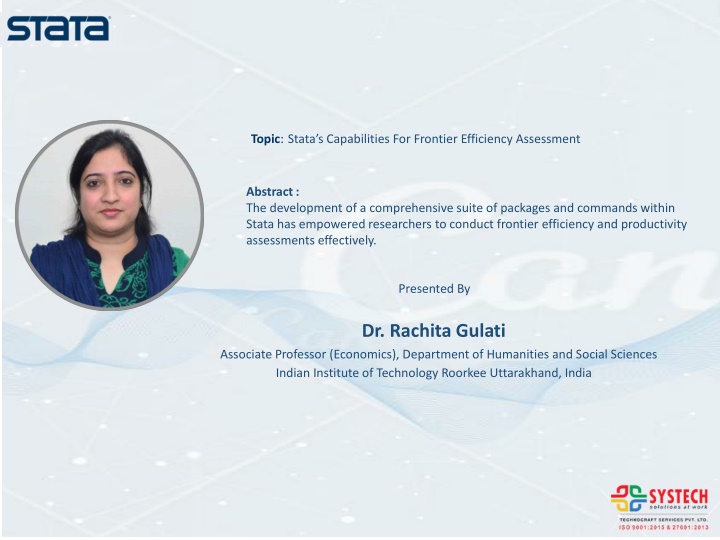 Stata's Capabilities for Efficiency and Productivity Assessment