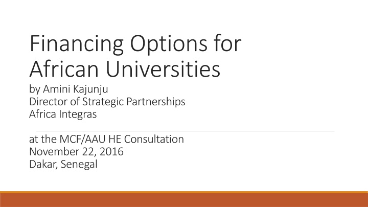 financing options for african universities n.w