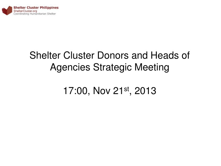 shelter cluster donors and heads of agencies n.w