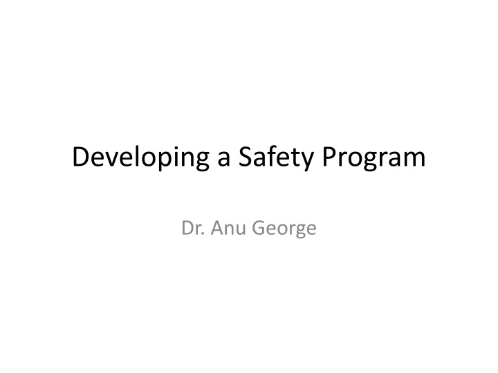 Developing a Laboratory Safety Program