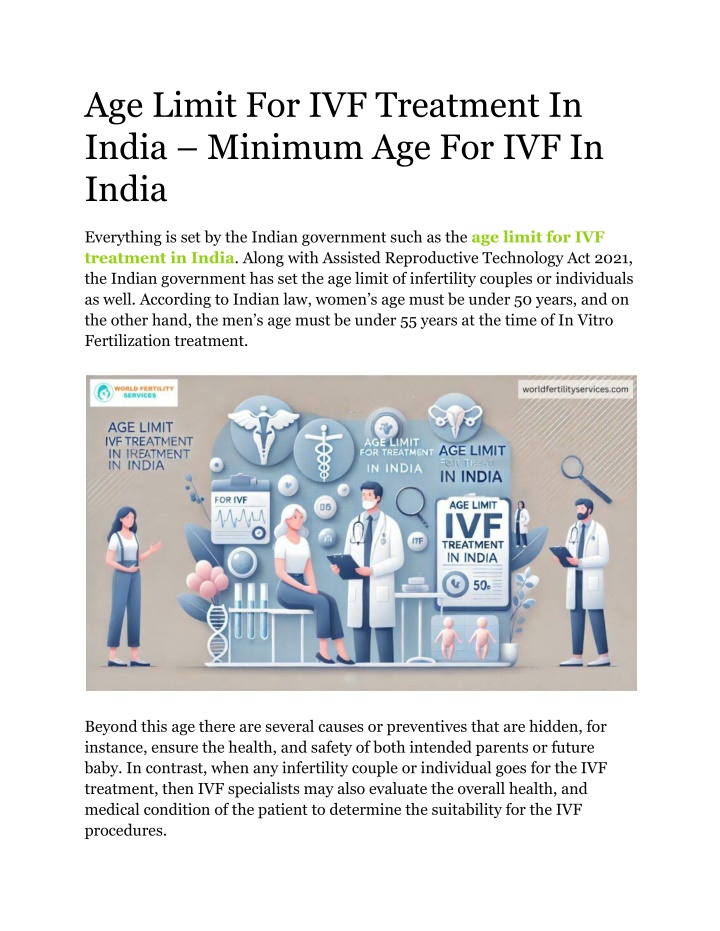 age limit for ivf treatment in india minimum n.w