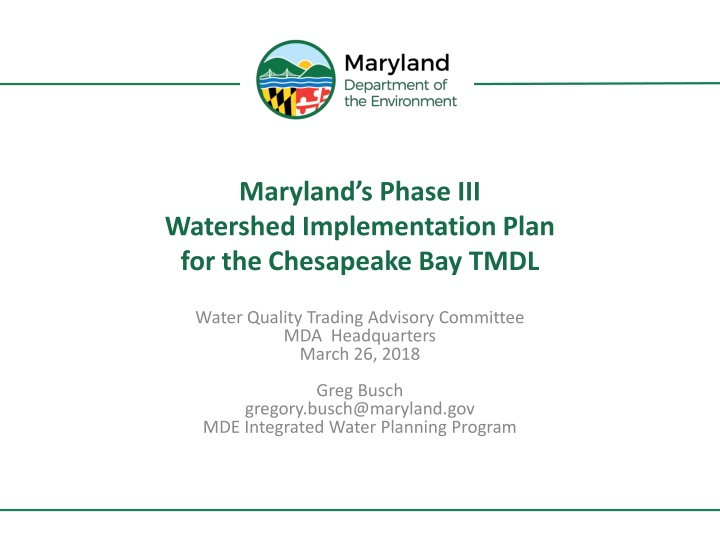 maryland s phase iii watershed implementation n.w