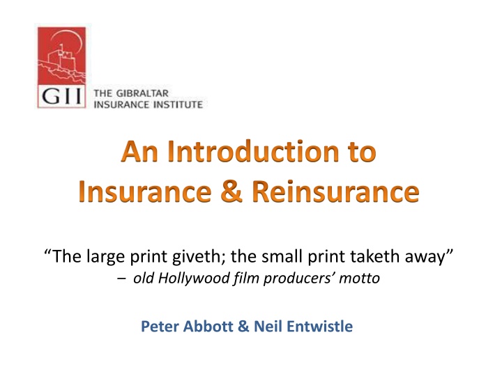 an introduction to insurance reinsurance n.w