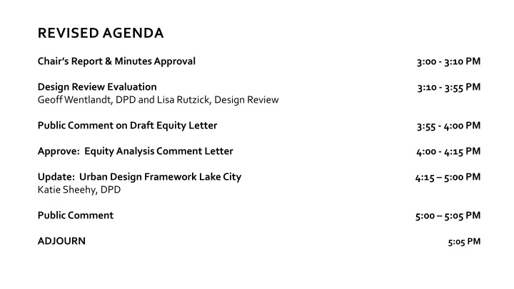 revised agenda n.w