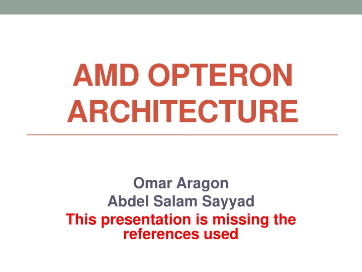 amd opteron architecture n.w