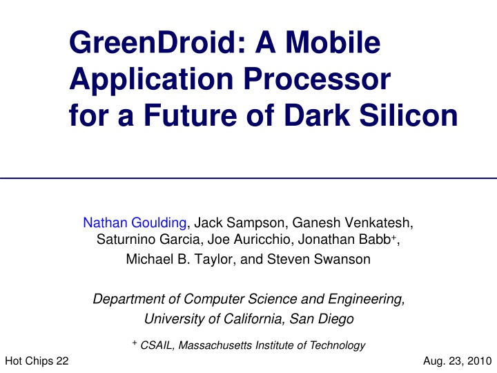 greendroid a mobile application processor n.w