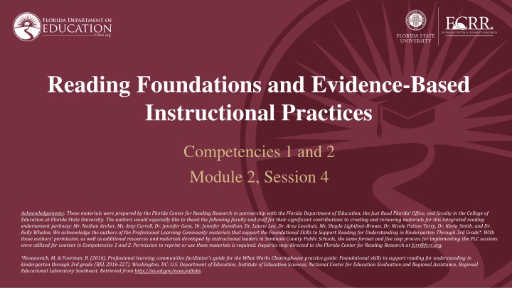 reading foundations and evidence based n.w