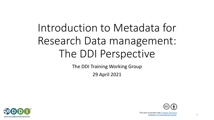 introduction to metadata for research data n.w