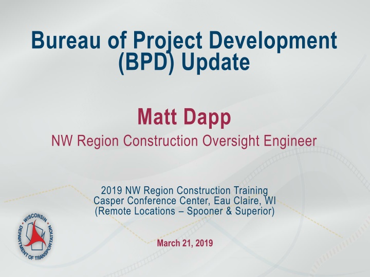 bureau of project development bpd update n.w