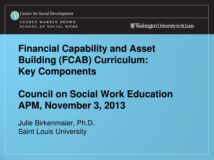Financial Capability and Asset Building Curriculum Overview