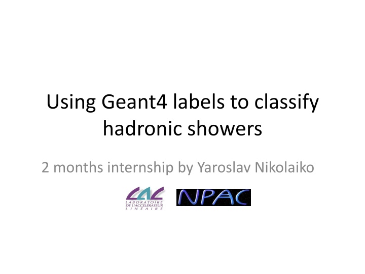 using geant4 labels to classify hadronic showers n.w