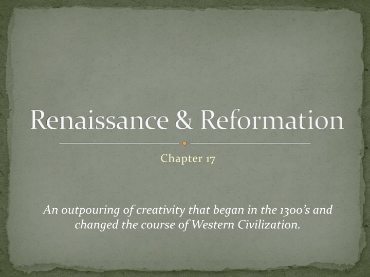 renaissance reformation n.w